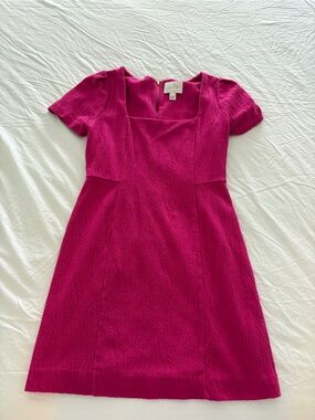 Lilly Pulitzer Raspberry Square-Neck Short Sleeve Mini Dress